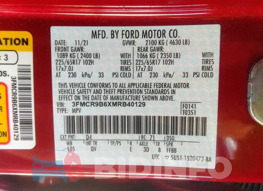 3FMCR9B6XMRB40129 Photo# 9