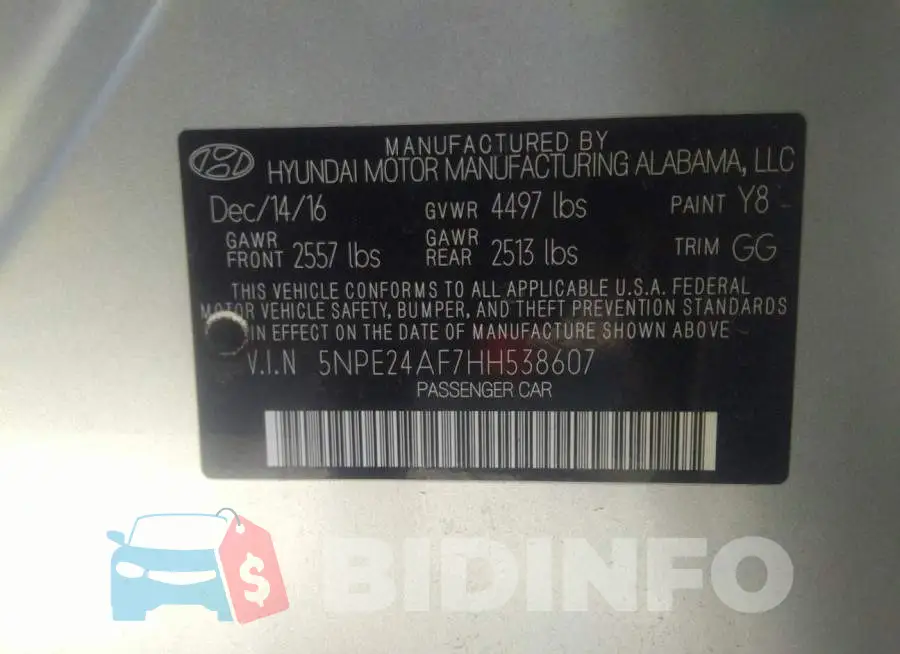 5NPE24AF7HH538607 Photo# 9