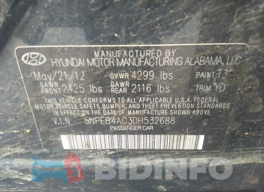 5NPEB4AC3DH532688 Photo# 9
