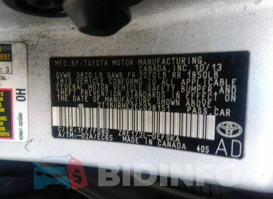 2T1BURHE2EC038151 Photo# 9