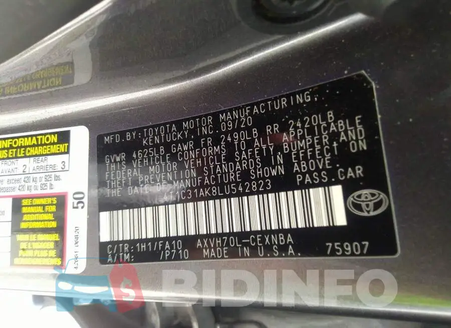 4T1C31AK8LU542823 Photo# 9