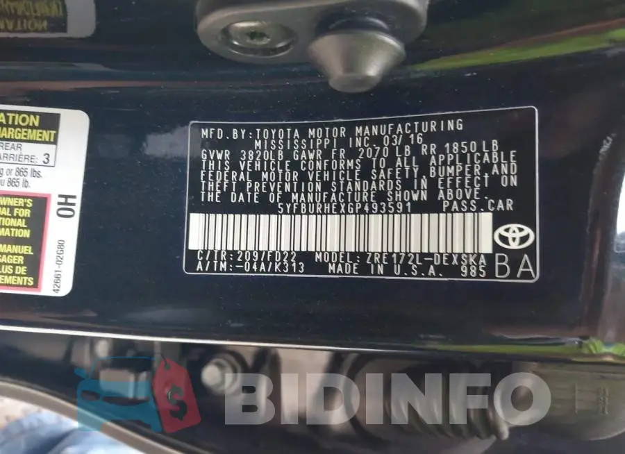 5YFBURHEXGP493591 Photo# 9