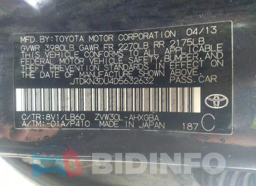 JTDKN3DU4D5632632 Photo# 9