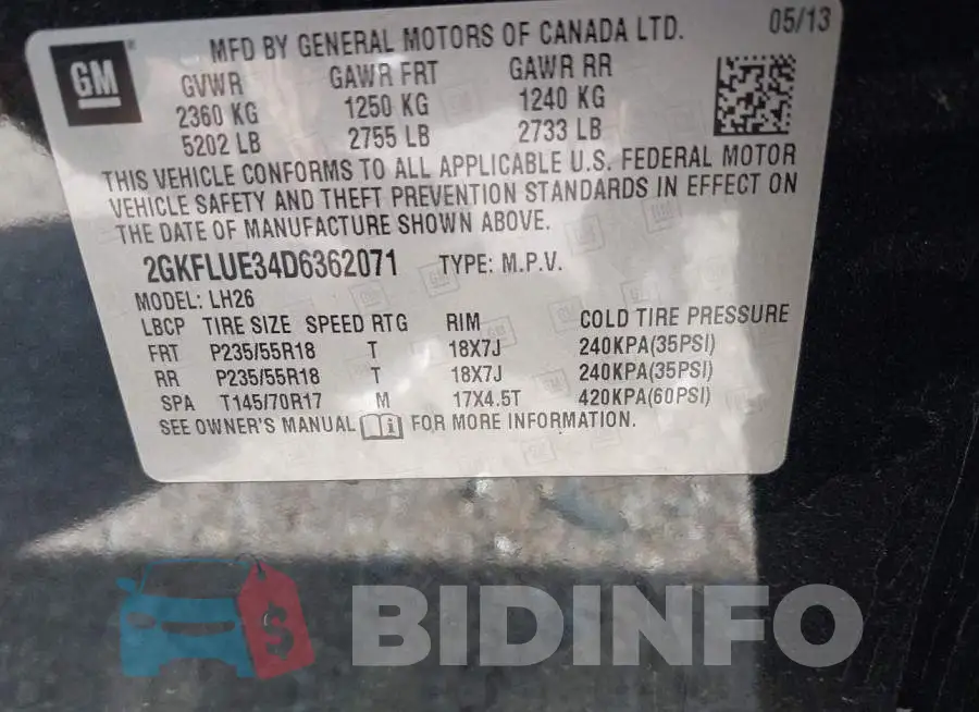 2GKFLUE34D6362071 Photo# 9