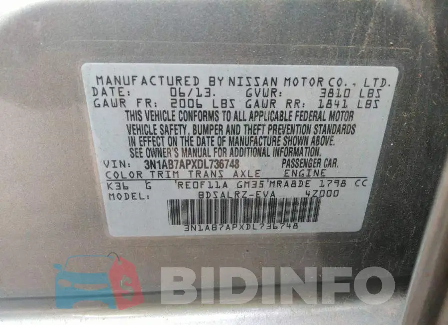 3N1AB7APXDL736748 Photo# 9