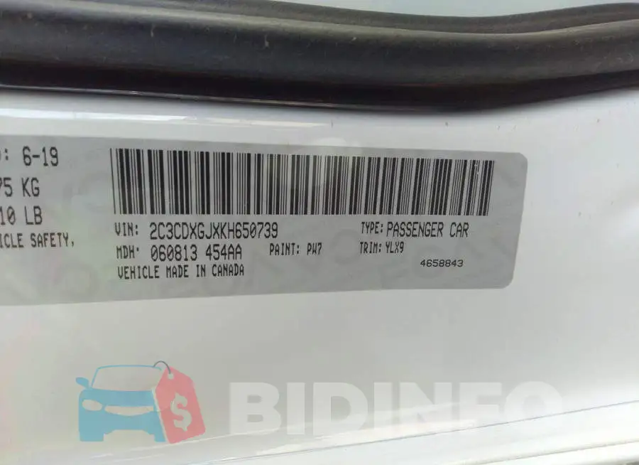 2C3CDXGJXKH650739 Photo# 9