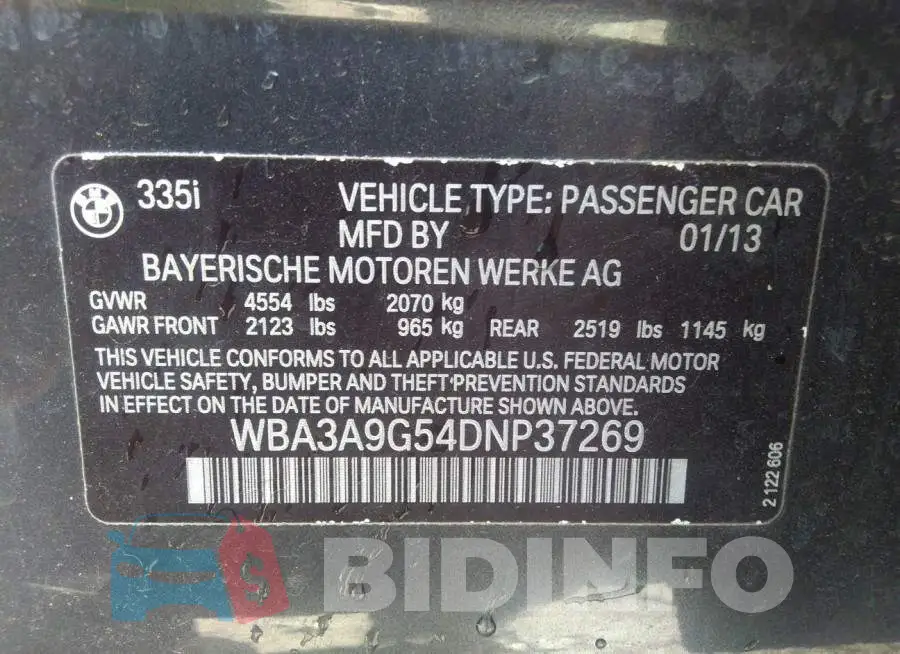 WBA3A9G54DNP37269 Photo# 9