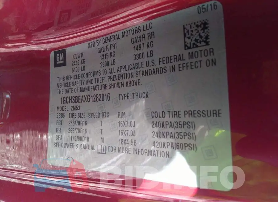 1GCHSBEAXG1282016 Photo# 9