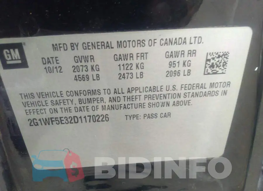 2G1WF5E32D1170226 Photo# 9