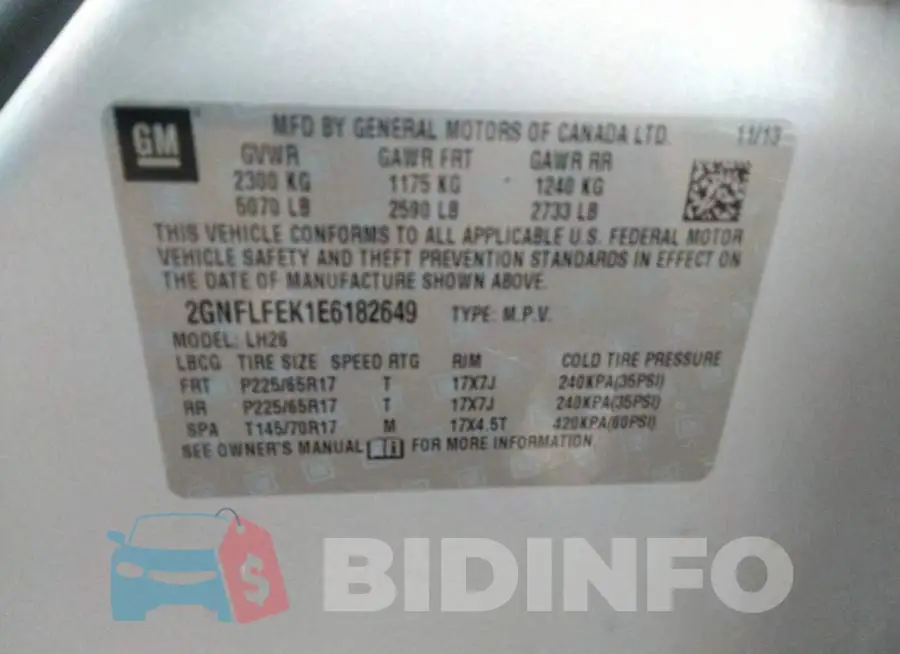 2GNFLFEK1E6182649 Photo# 9