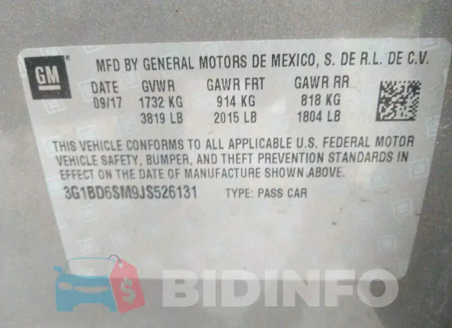 3G1BD6SM9JS526131 Photo# 9