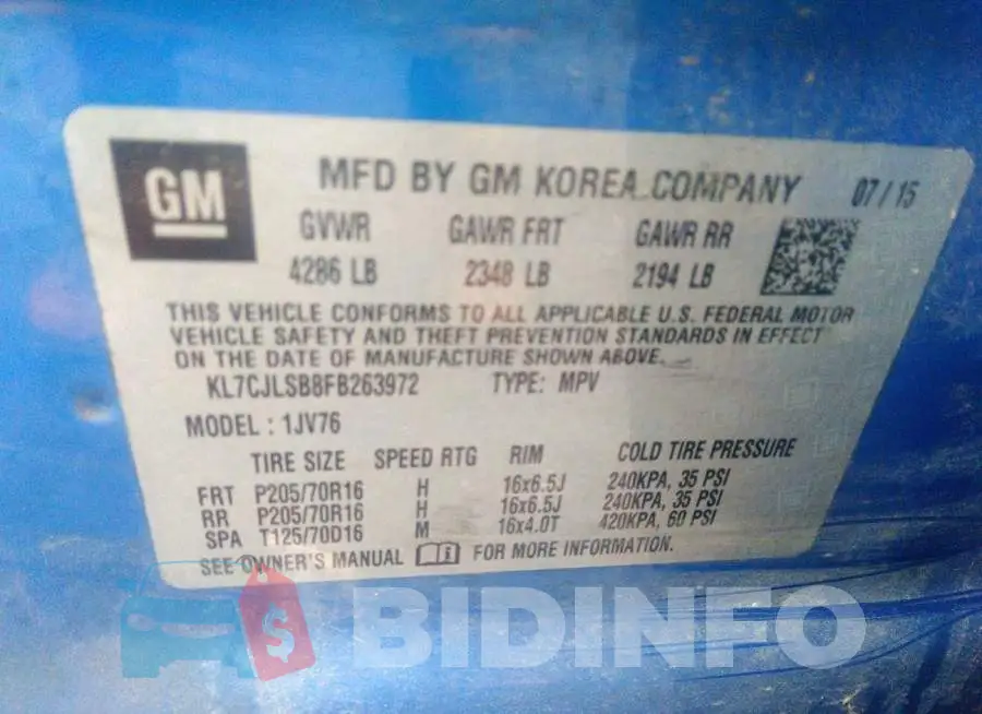 KL7CJLSB8FB263972 Photo# 9