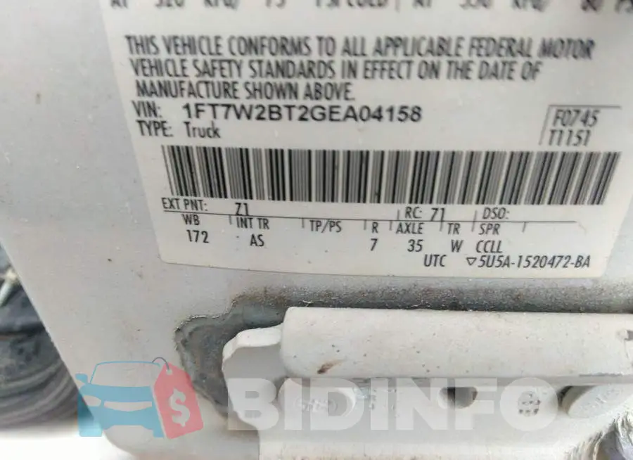 1FT7W2BT2GEA04158 Photo# 9