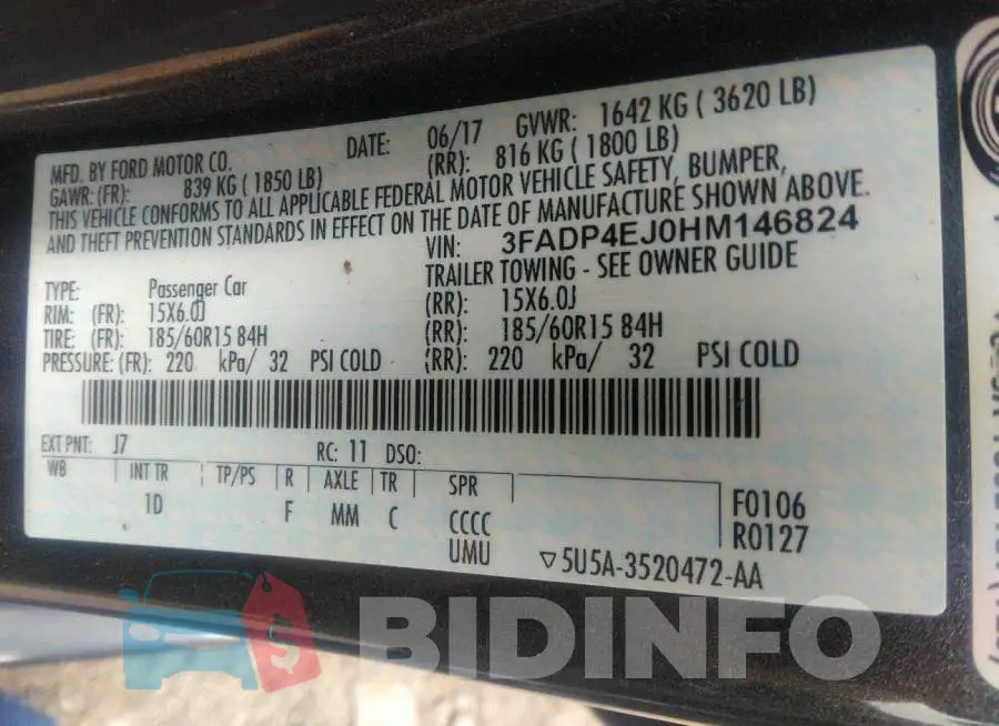 3FADP4EJ0HM146824 Photo# 9