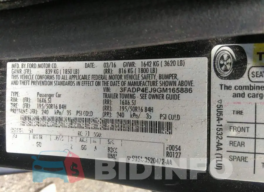 3FADP4EJ9GM165886 Photo# 9