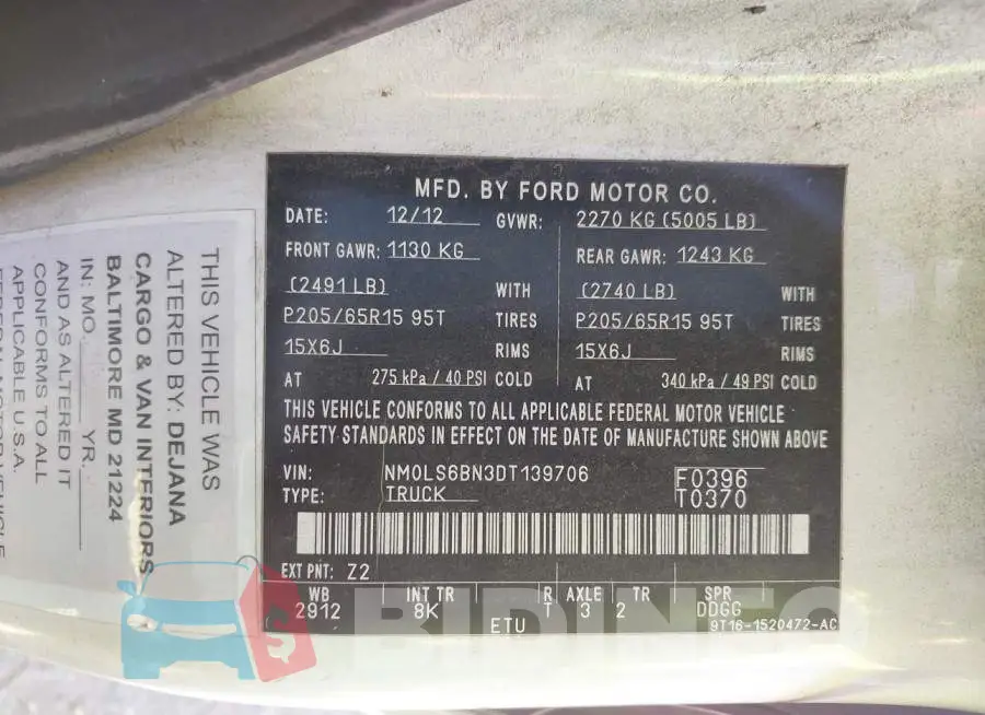 NM0LS6BN3DT139706 Photo# 9