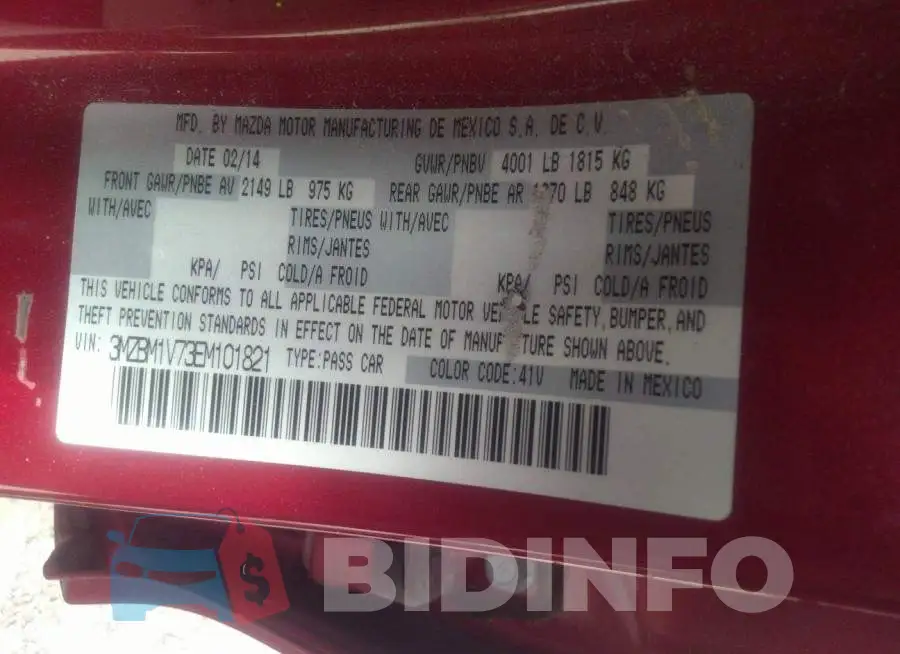 3MZBM1V73EM101821 Photo# 9