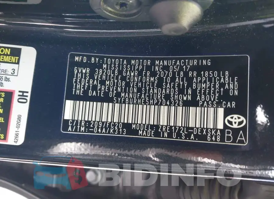 5YFBURHE5HP704326 Photo# 9