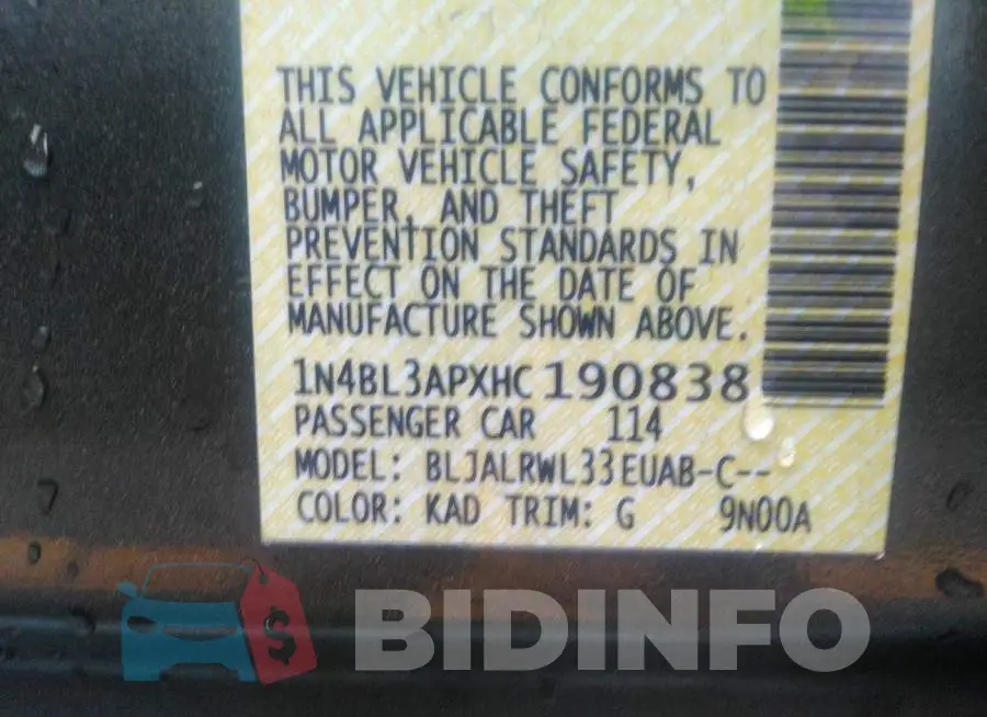 1N4BL3APXHC190838 Photo# 9