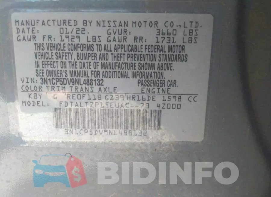 3N1CP5DV9NL488132 Photo# 9