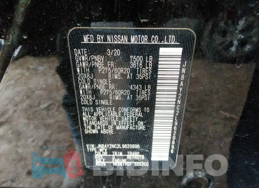 JN8AY2NC2L9620896 Photo# 9