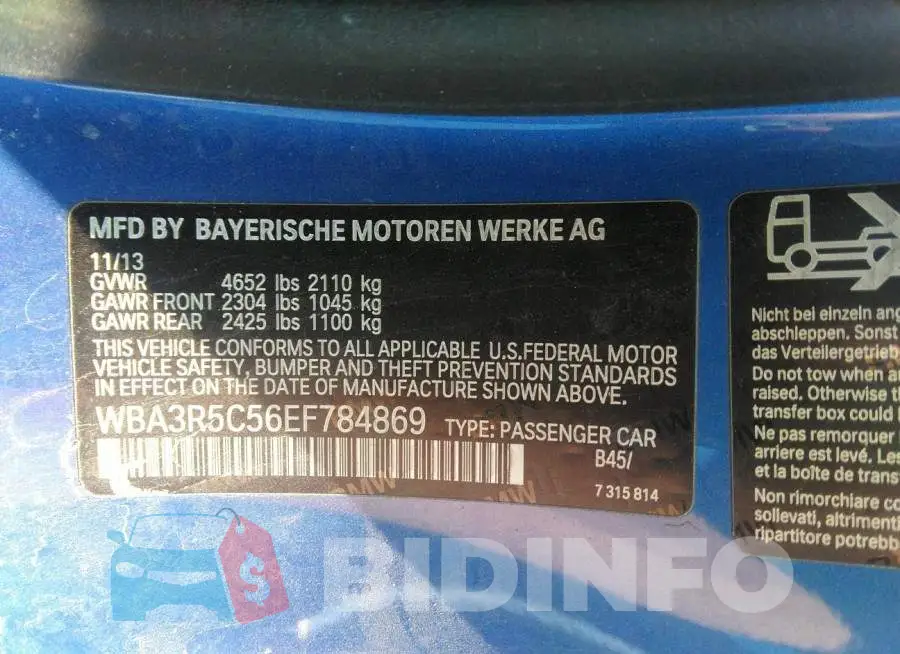 WBA3R5C56EF784869 Photo# 9