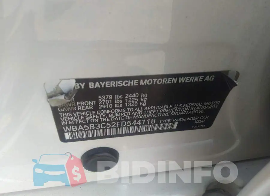 WBA5B3C52FD544118 Photo# 9