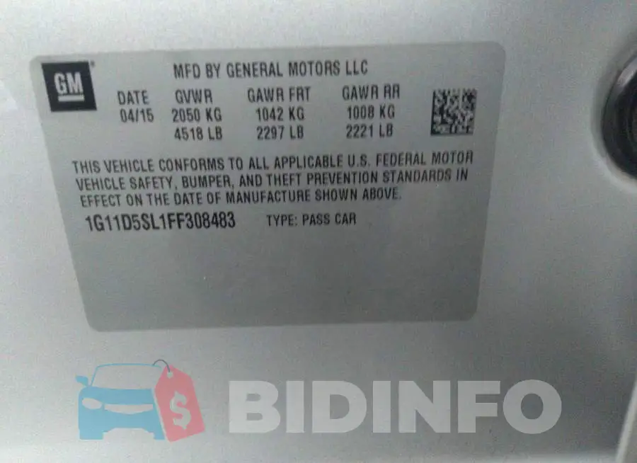1G11D5SL1FF308483 Photo# 9