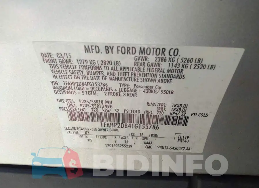 1FAHP2D84FG153786 Photo# 9