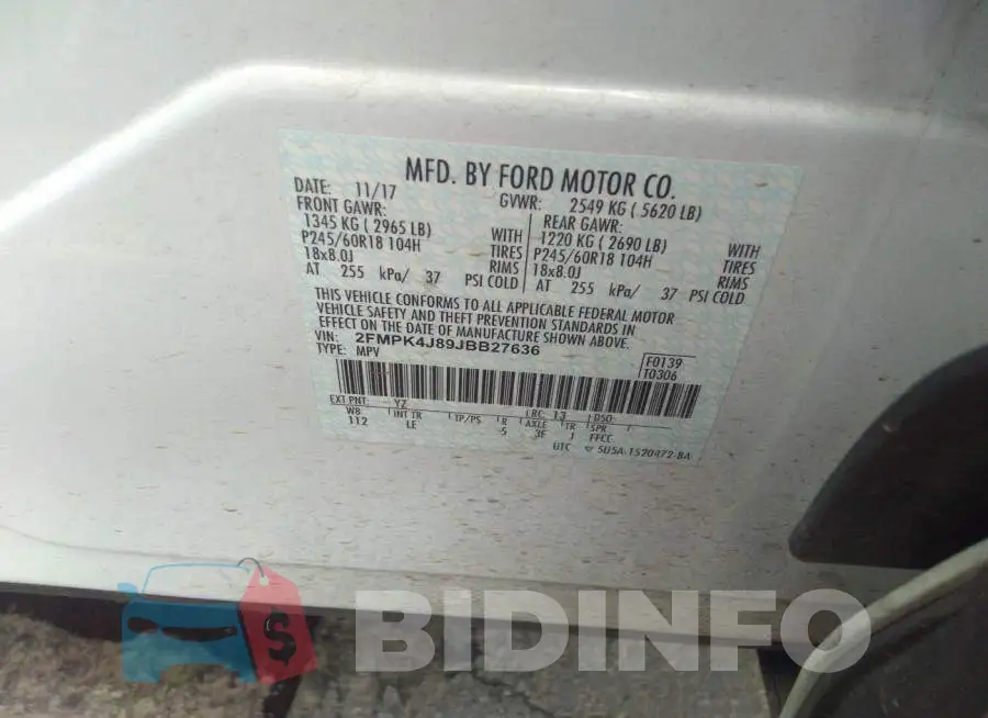 2FMPK4J89JBB27636 Photo# 9