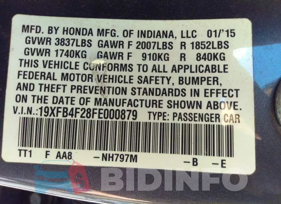 19XFB4F28FE000879 Photo# 9