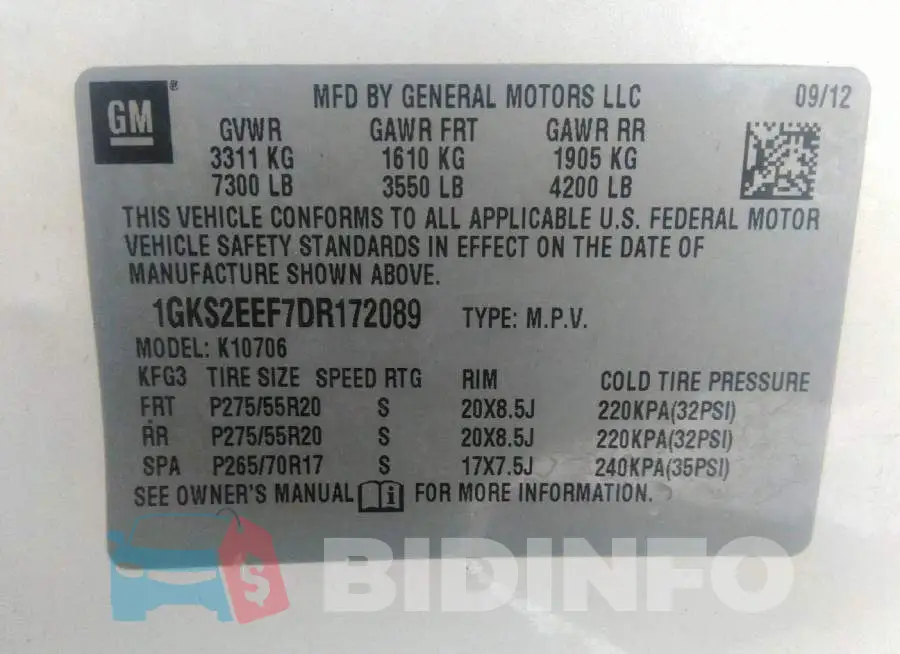 1GKS2EEF7DR172089 Photo# 9