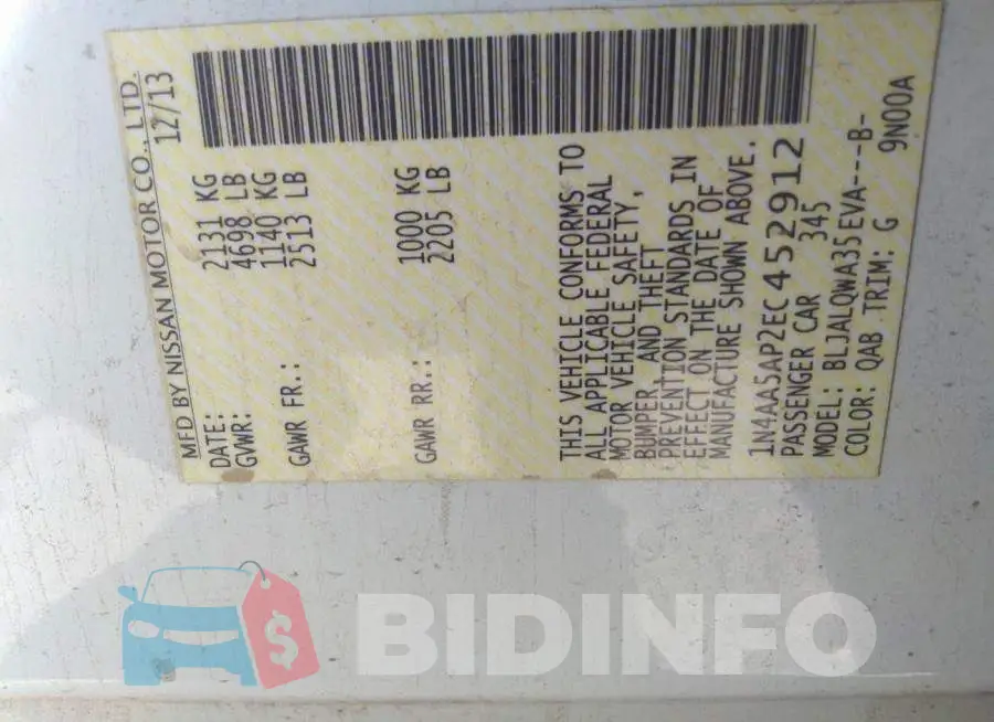 1N4AA5AP2EC452912 Photo# 9