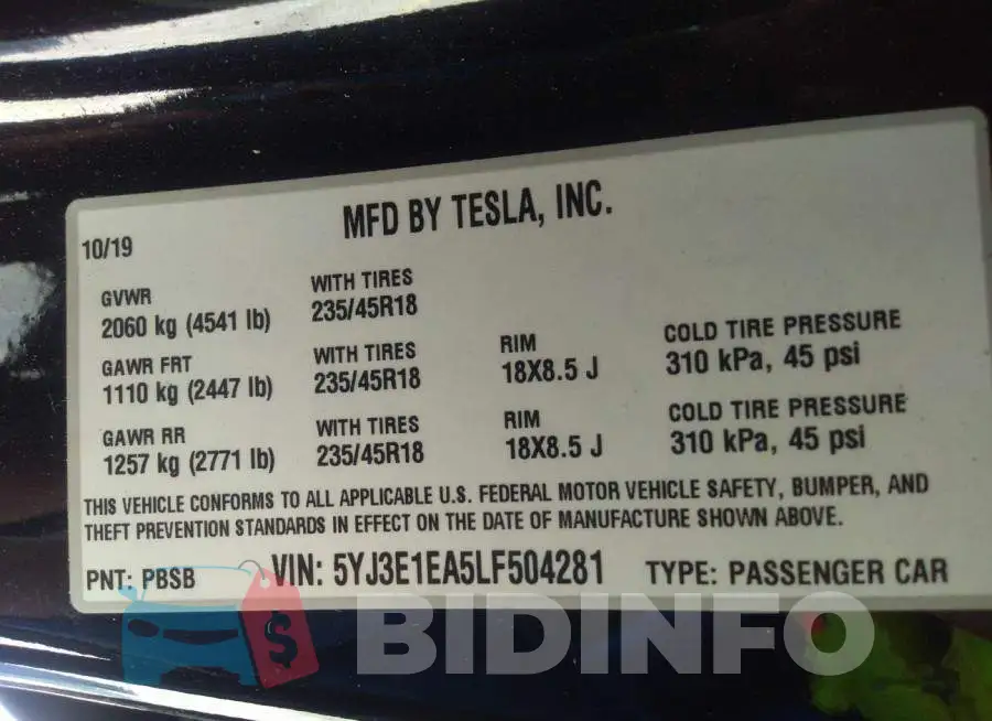 5YJ3E1EA5LF504281 Photo# 9