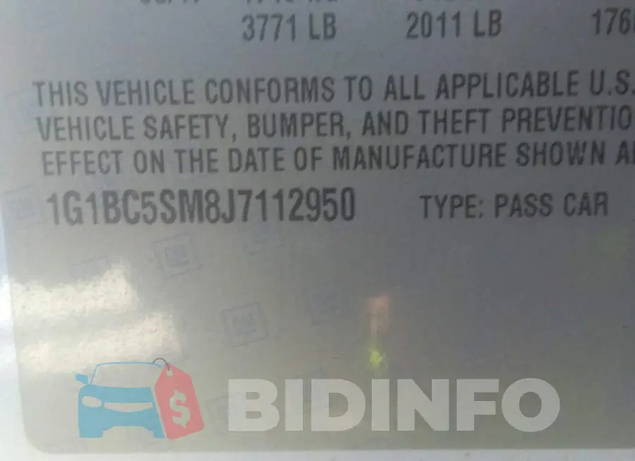 1G1BC5SM8J7112950 Photo# 9