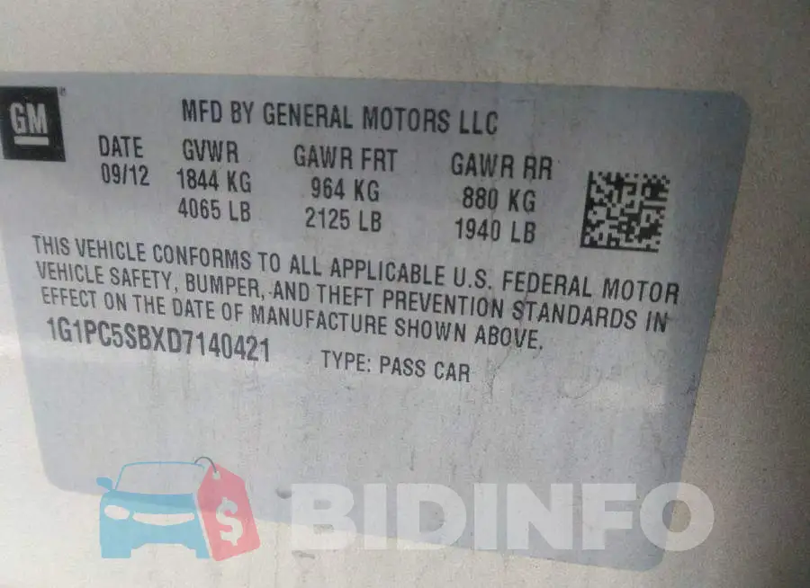 1G1PC5SBXD7140421 Photo# 9