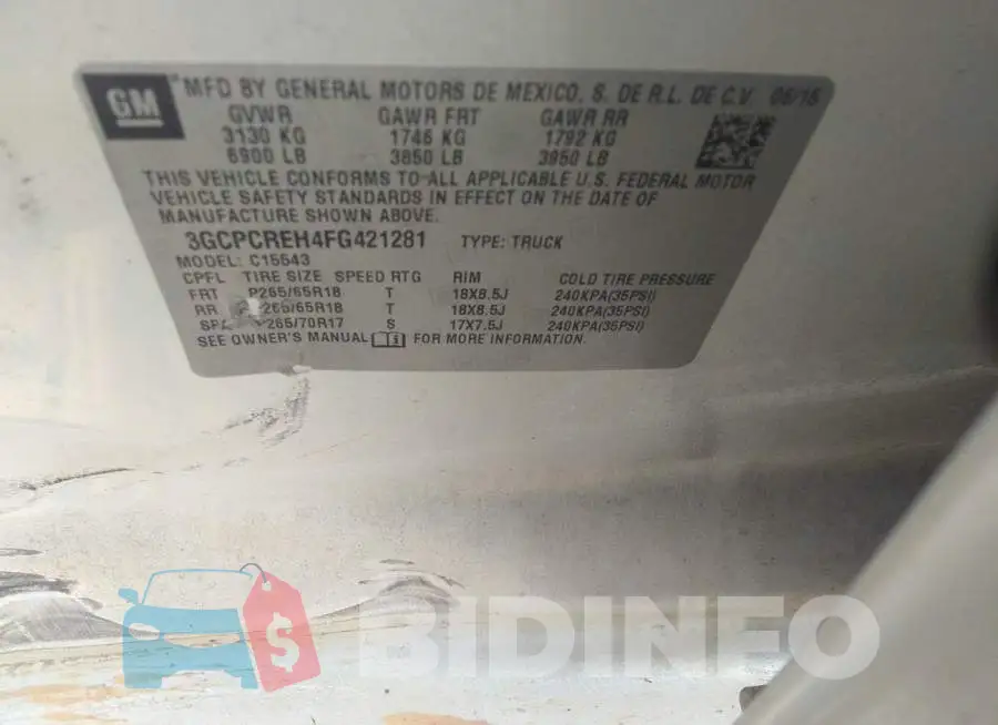 3GCPCREH4FG421281 Photo# 9