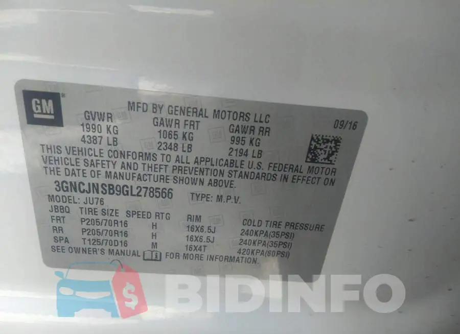 3GNCJNSB9GL278566 Photo# 9