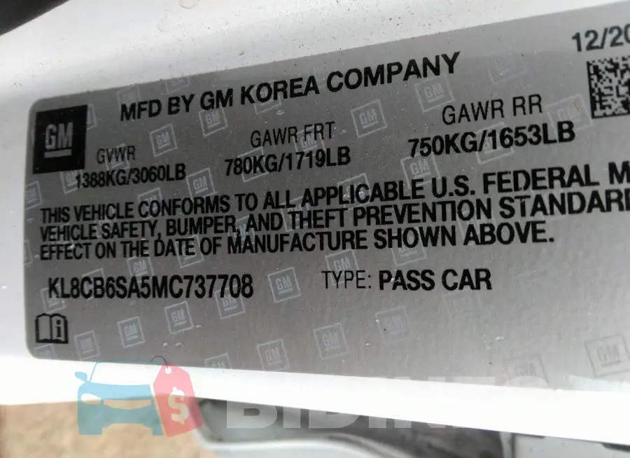 KL8CB6SA5MC737708 Photo# 9