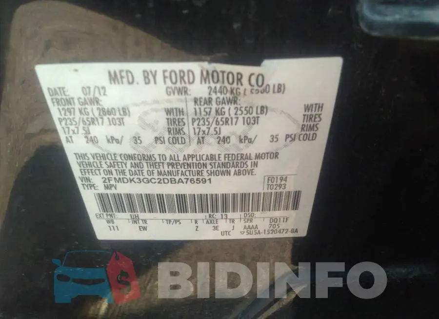 2FMDK3GC2DBA76591 Photo# 9