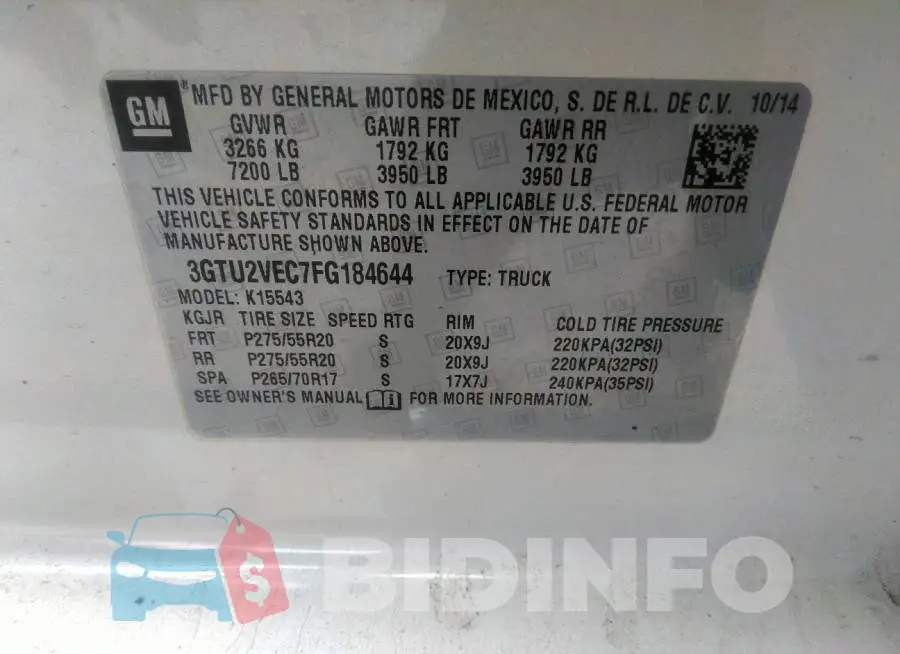 3GTU2VEC7FG184644 Photo# 9