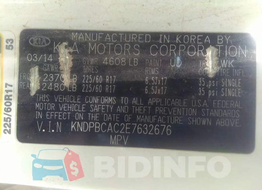 KNDPBCAC2E7632676 Photo# 9