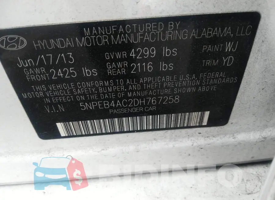 5NPEB4AC2DH767258 Photo# 9