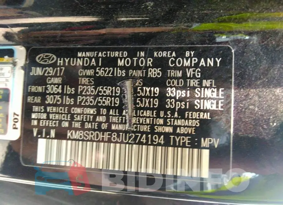 KM8SRDHF8JU274194 Photo# 9