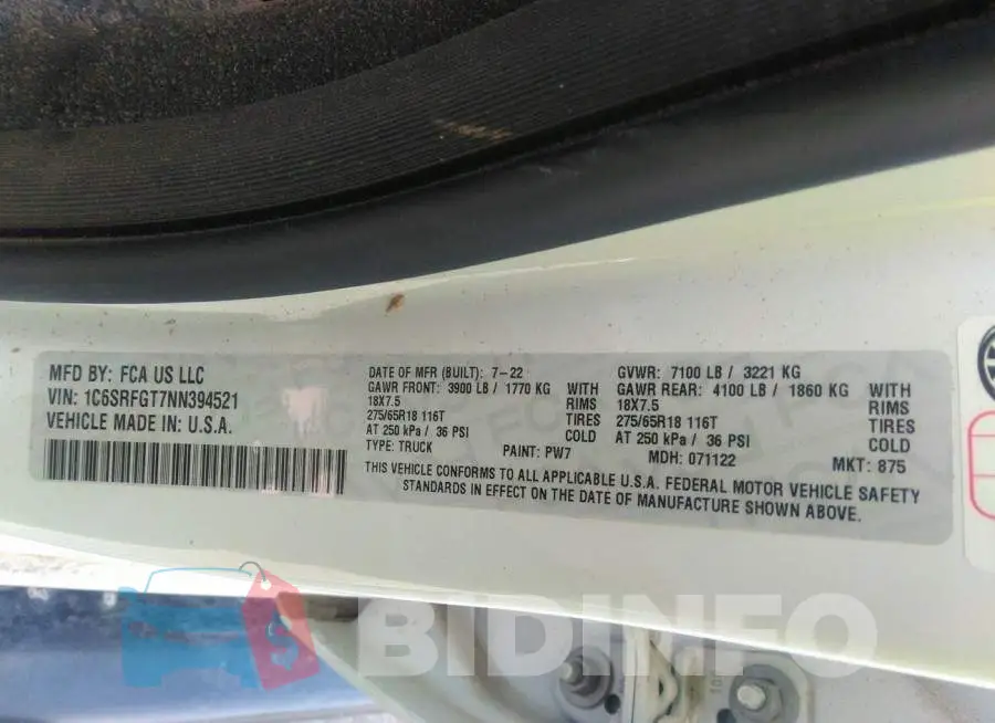 1C6SRFGT7NN394521 Photo# 9