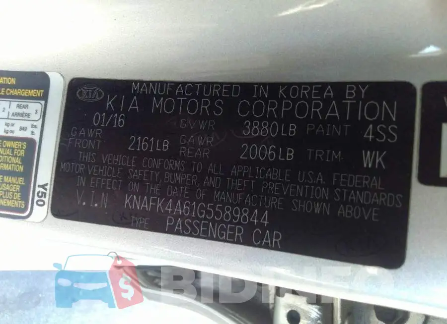KNAFK4A61G5589844 Photo# 9