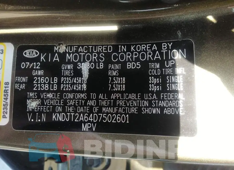 KNDJT2A64D7502601 Photo# 9