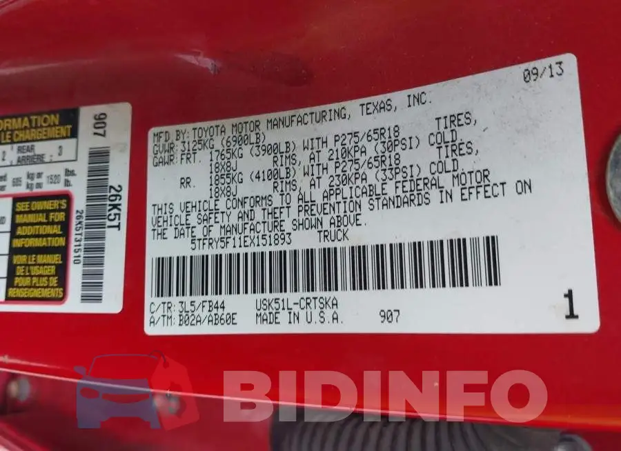 5TFRY5F11EX151893 Photo# 9