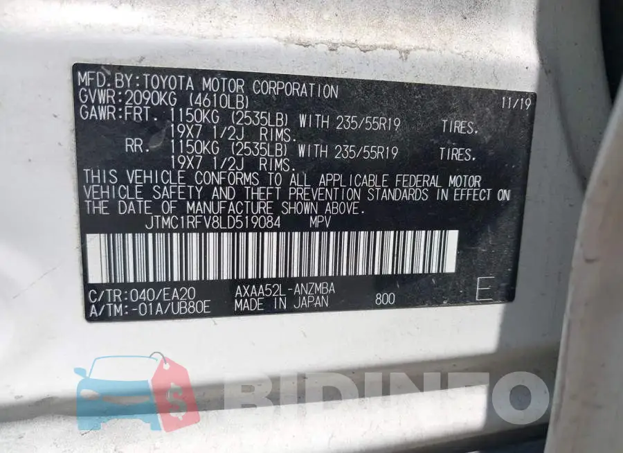 JTMC1RFV8LD519084 Photo# 9