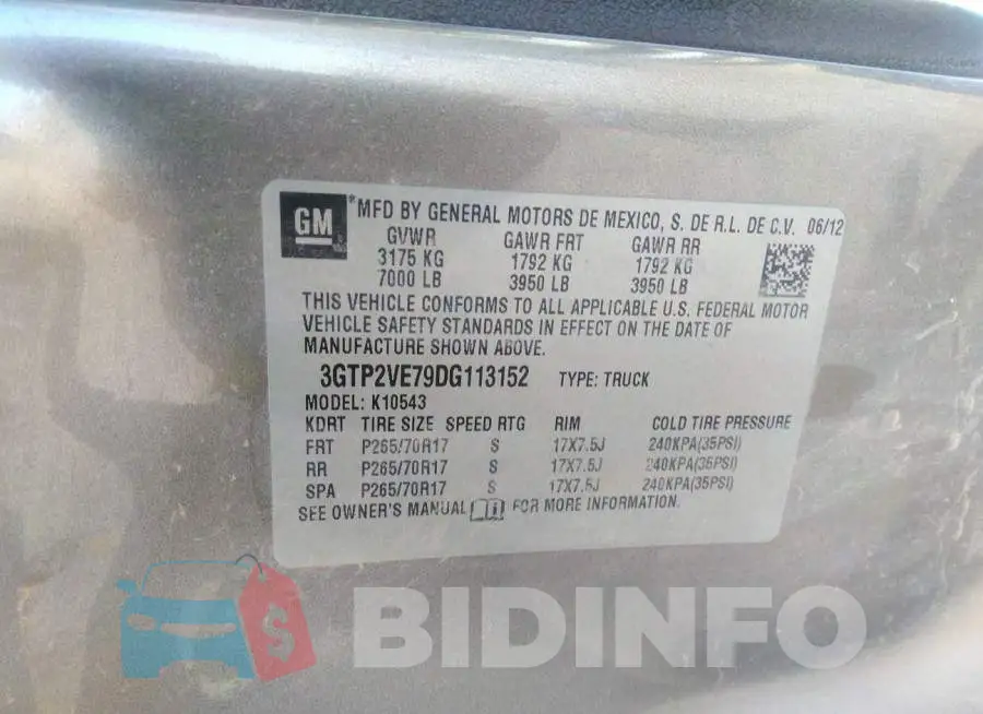 3GTP2VE79DG113152 Photo# 9